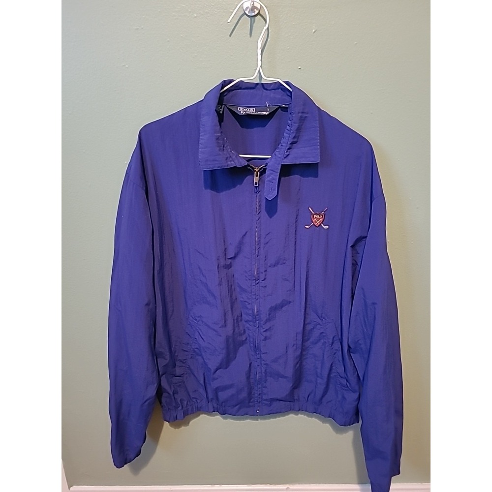 Vintage 1980s Polo Ralph‎ Lauren Golf Windbreaker Lightweight Bomber Jacket Blue